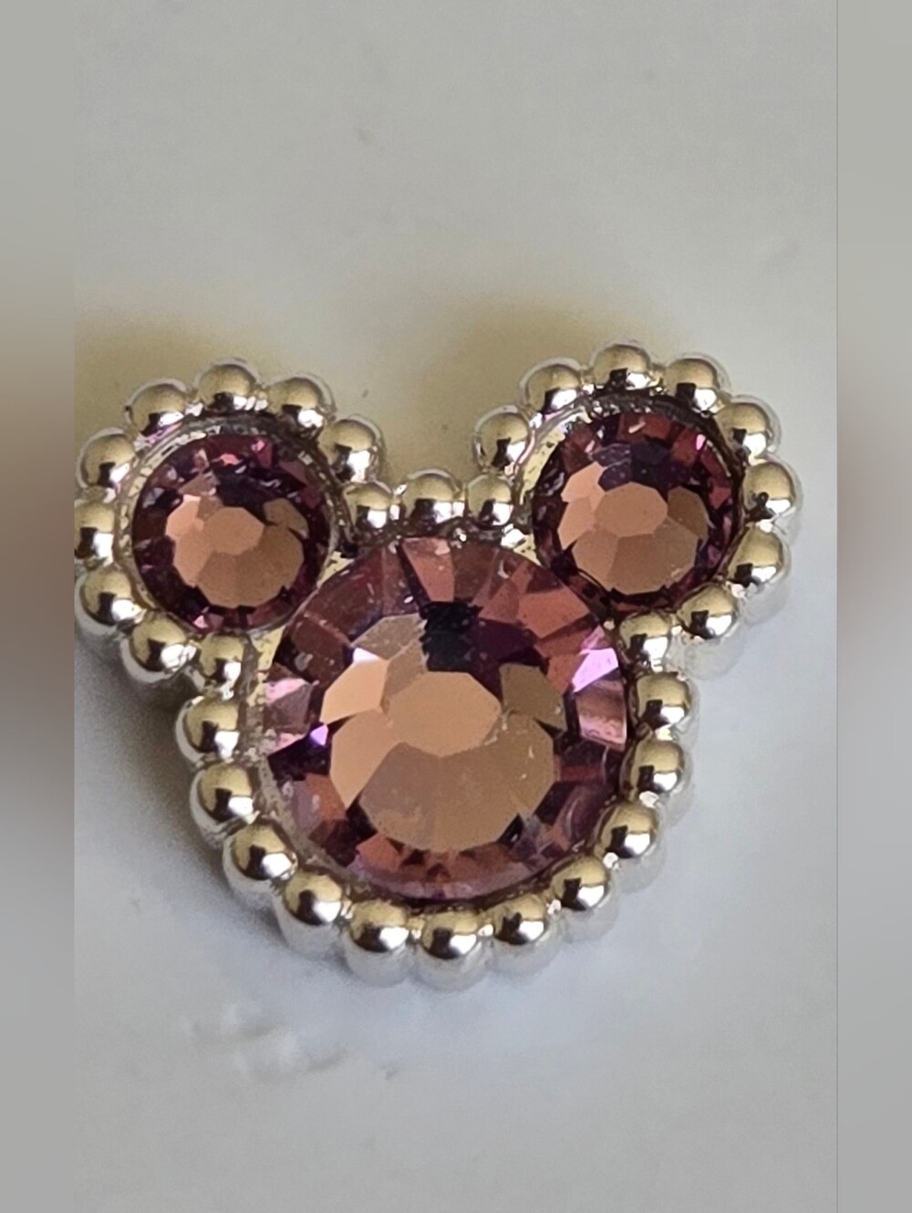 Mickey JUNE Birthstone Earrings - Silver plated with Light Pink CZ - Picture 6 of 9